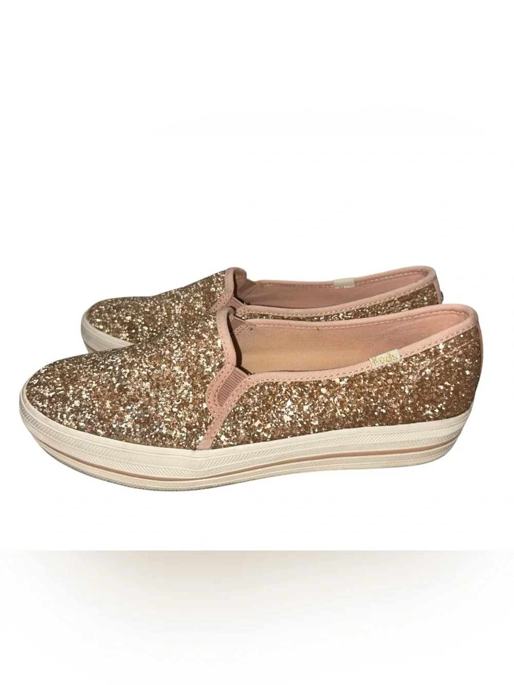 Kate Spade Keds rose gold glitter slip on Sneakers
